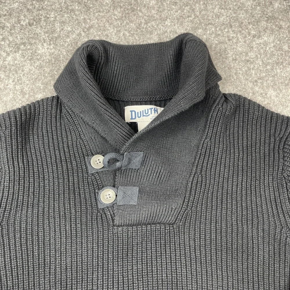 Duluth Brigadier Shawl Collar Sweater‎ Mens Medium Blue Heavy Chunky Outdoor